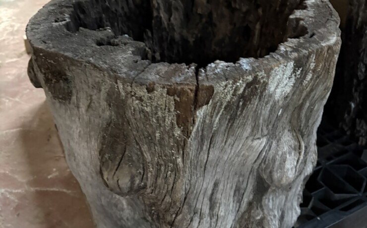 Vintage Teak ヴィンテージ  チーク材 「1000年チーク」　＃007　穴空きコブありチーク切り株