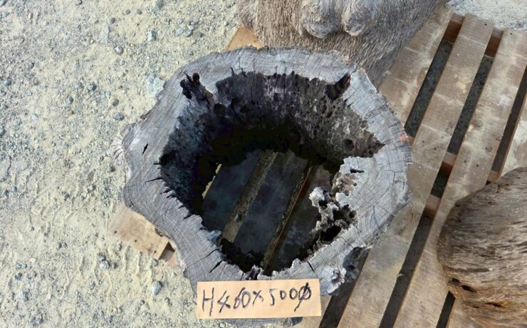 Vintage Teak ヴィンテージ  チーク材 「1000年チーク」　＃007　穴空きコブありチーク切り株